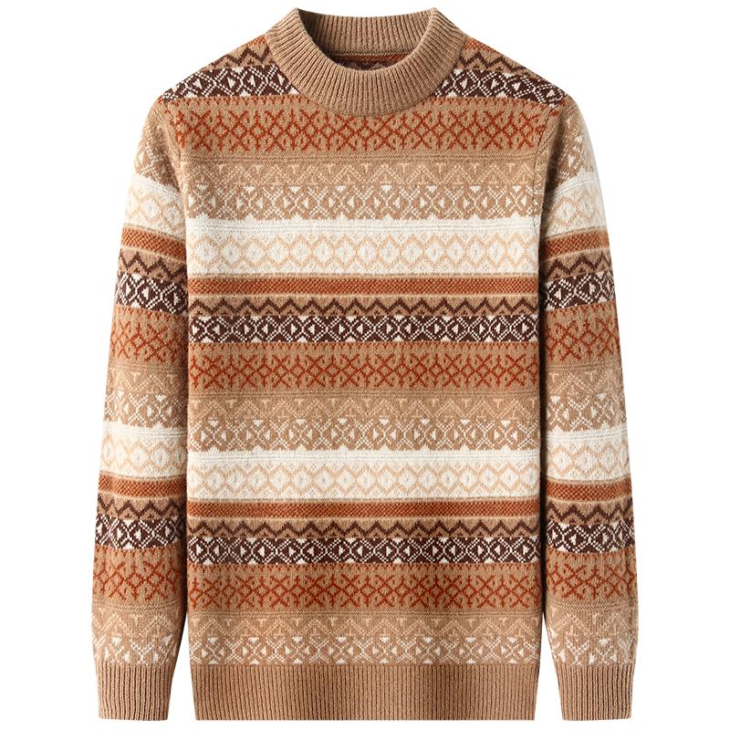 

ROMON Men s 100% Pure Wool Striped Half-High Collar Sweater XL 180/96A