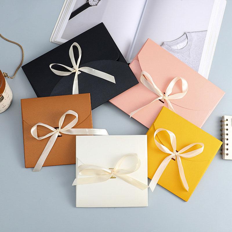 1Pc Pearlescent Paper Gift Wrapping Gift Box Practical Packaging Box Minimalist Ribbon Silk Scarf Packaging Envelope-style