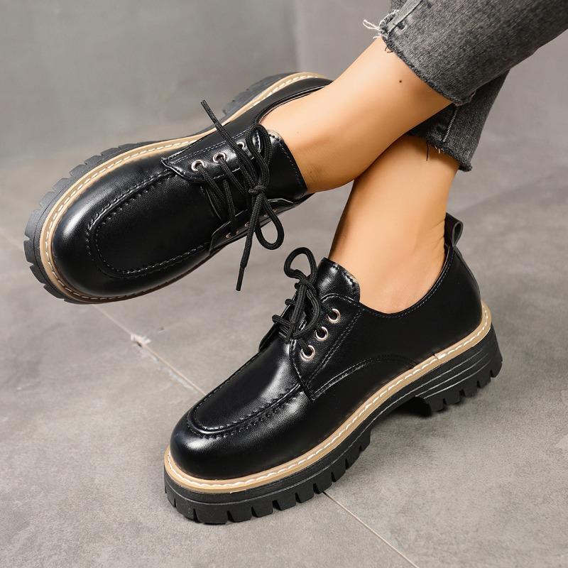

Women s shoes 4 spring and autumn small leather shoes women s thick-soled versatile patent leather shoes 36 чёрный