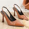 Sandals Women's Summer Sexy Pointed Back Empty High Heels Sandals for Women's New Thin Heel Bag Head Pumps Women's Shoes