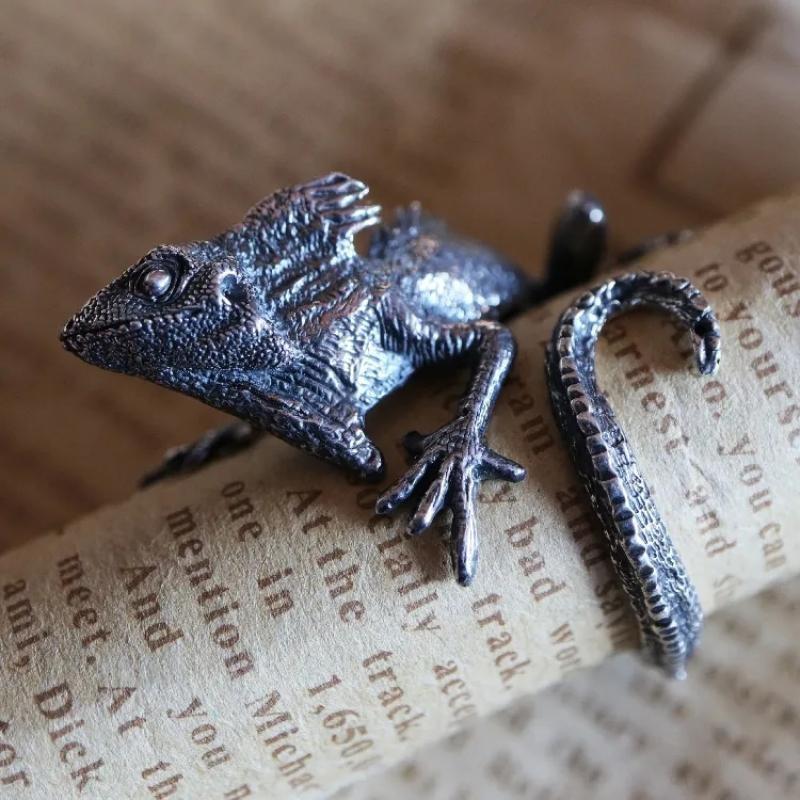 Vintage Eidechsenringe für Männer Frauen Trendy Gecko Hip Hop Rock Ring Geschenk