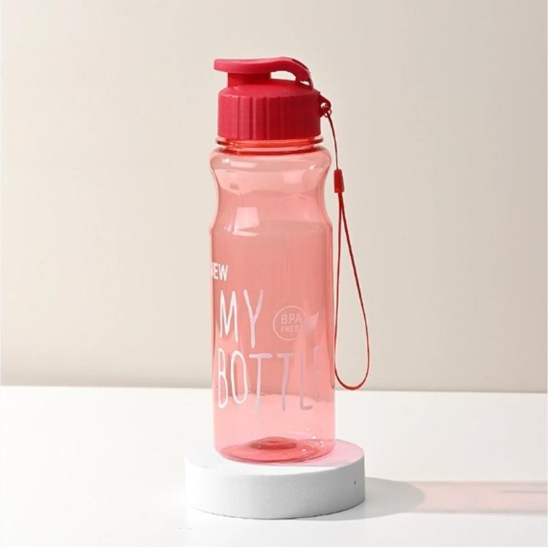 550ml Portable Plastic Water Bottle Sports Cup With Anti Drop Rope Outdoor Water Container Color Transparent Pet Flip Cover