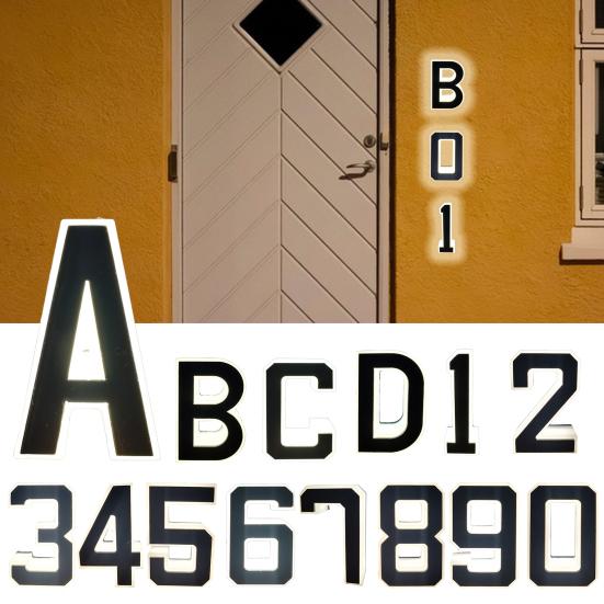 LED House Number Sign Smart Solar Illuminated Address Plaque Mailbox Light Easy Installation Outdoor Waterproof Lighting