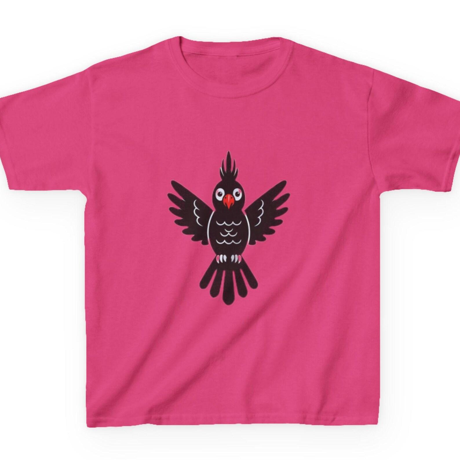 Black Cockatoo Cartoon Kids T-Shirt | Cute Bird Graphic 160