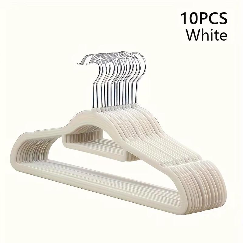 10pcs Flocked Hanger Non-slip Hanger Prevents Shoulder Bulging To Tidy Up Your Closet Space-saving Folding Hanger