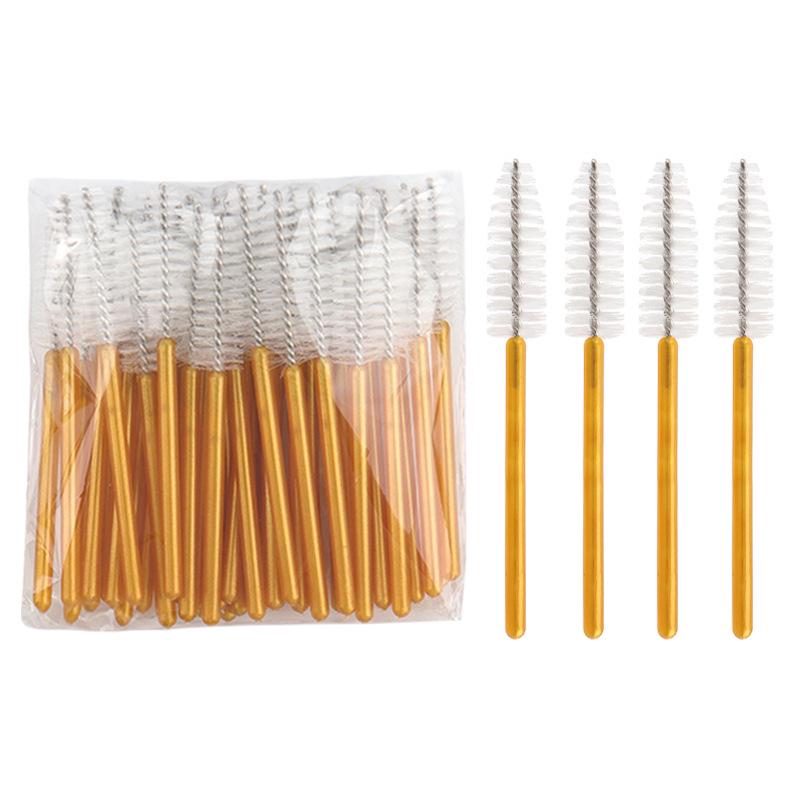 50-Pack Gold Handle Disposable Mascara Brushes - Mini Short Handle Spiral Wands for Lashes & Brows