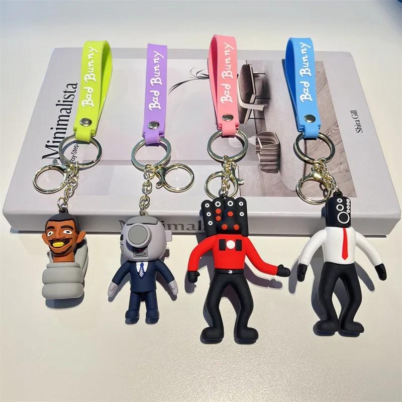 Portachiavi Cuphead Anime Cartone Animato Figure Mugman Bambola Uomo Toilette Skibidi Portachiavi Ciondolo Portachiavi Auto Giocattoli per Bambini Regali di Natale