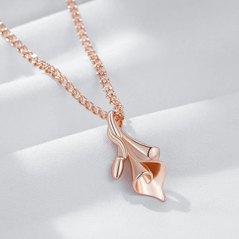Unique Flower Ethnic Bridal Pendant Necklace For Women Fashion  Rose Gold Color High Quality Daily Fine Jewelry