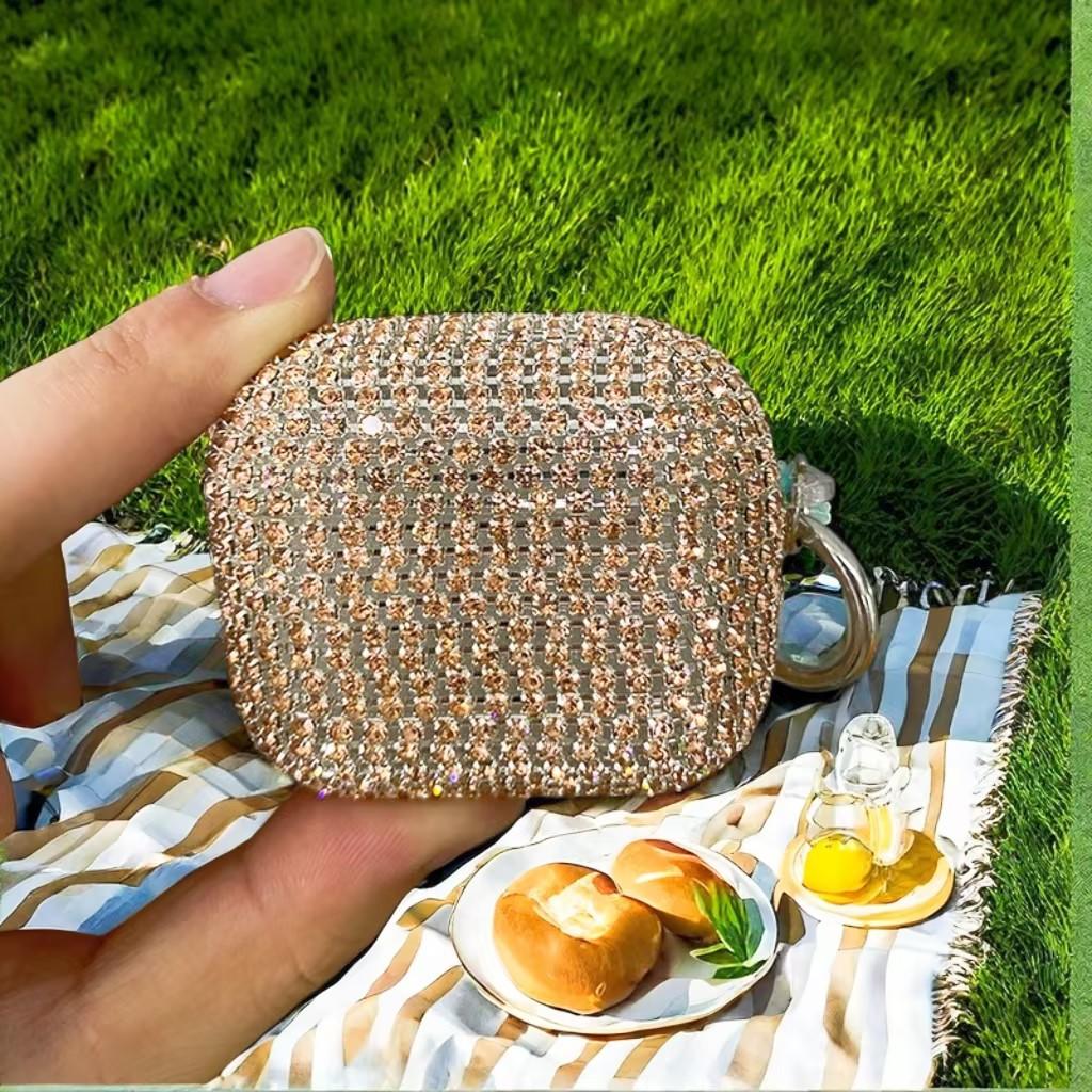 Custodia per auricolari tempestata di diamanti, custodia per auricolari con diamanti ad acqua con copertura protettiva per auricolari con diamanti, custodia protettiva adesiva con diamanti per Apple Airpods