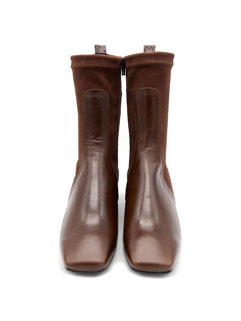 Nontheless Square Toe Sock Boots / Brown