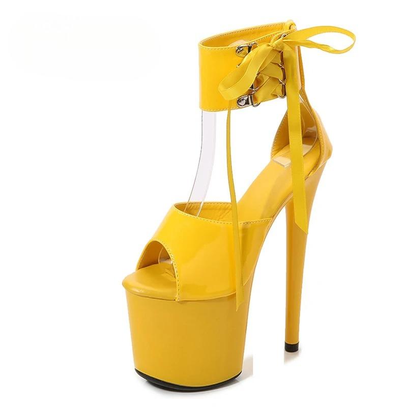 2026 Knöchel Schnürung Plateau Damen Sandalen Mode Peep Toe Fetisch Dünne Hohe Absätze Nachtclub Stripper Bankett Damenschuhe