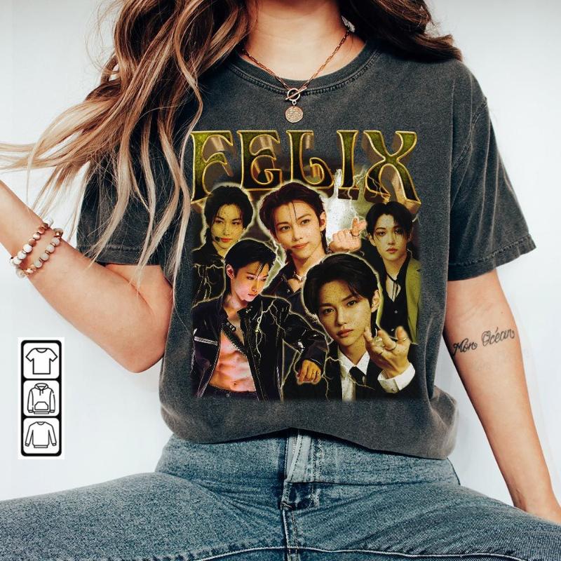 Summer Stray Kids Felix Kpop Shirt, Heavy Metal 5 Star Album Tee Merch Hoodie, Vintage Retro Unisex Inspired Bootleg Sweatshirt