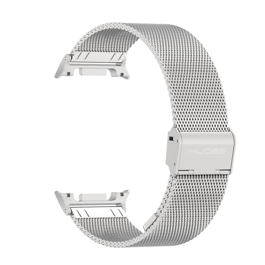 Compatible with Samsung Watch8/Ultra: Stainless Steel Milanese Magnetic Strap with Three-Bead Design and Steel End Links.