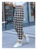 Plaid High-Waisted Women's Wide-Leg Pants - 2025 Autumn/Winter, Korean Style, Fleece-Lined, Loose Fit, Floor-Length.