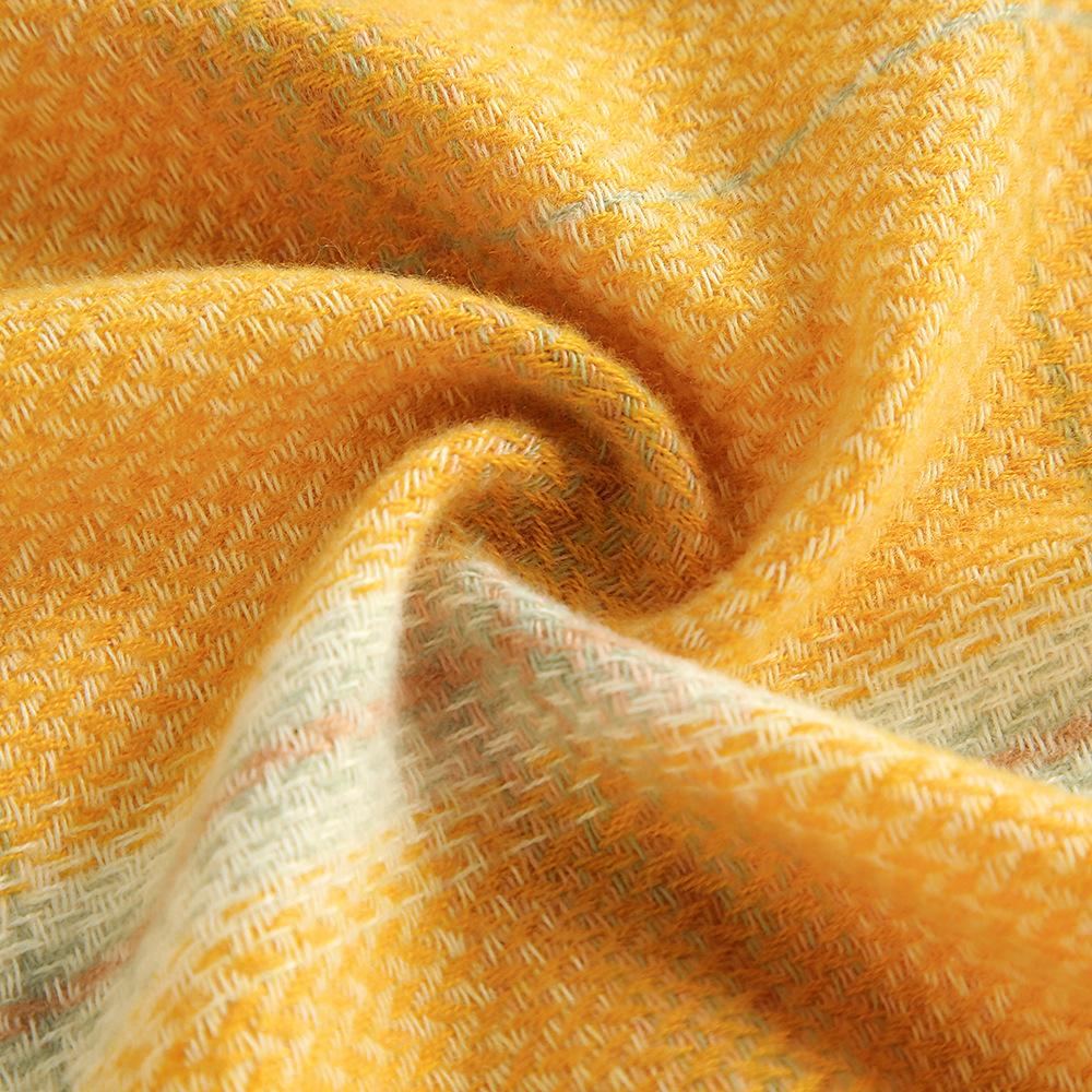 New Faux Cashmere Plaid Curry Scarf Female Warm Long Neck Large Shawl