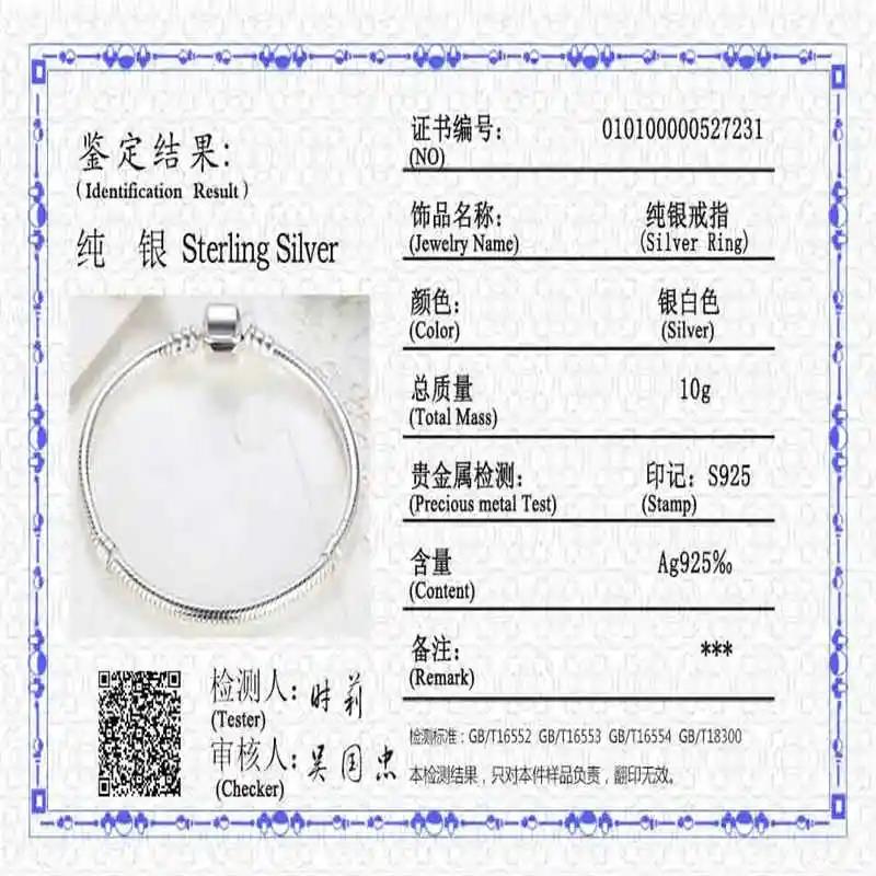 Bracciale Originale Certificato in Argento Sterling 925 di Marca Famosa per Donne Charms e Perline Fai-da-te Catena a Maglie Serpente Gioiello Classico per il Polso