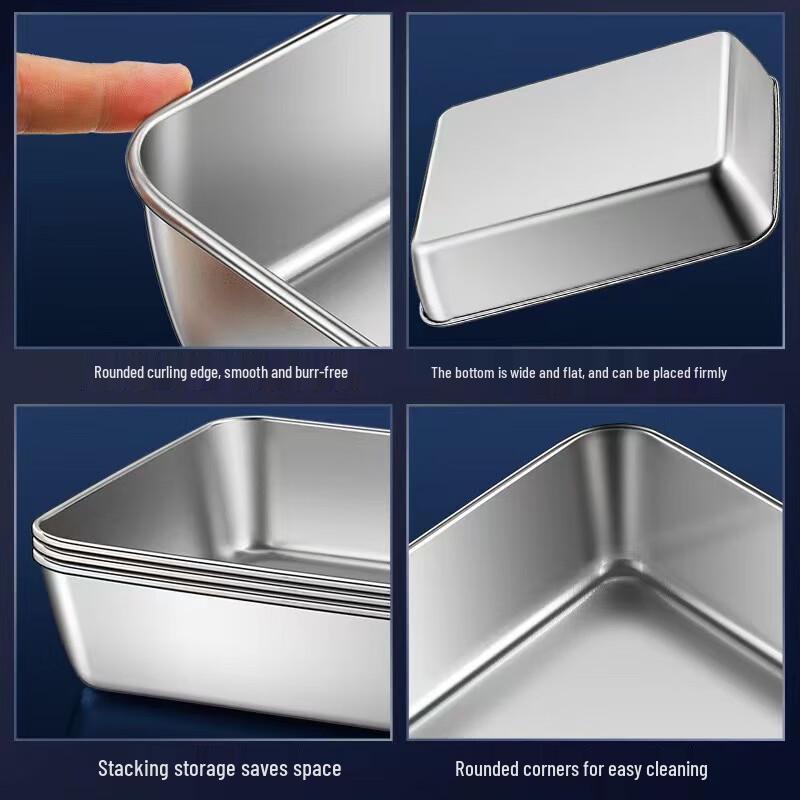 Bingyue Thickened Stainless Steel Multi-purpose Square Dish
