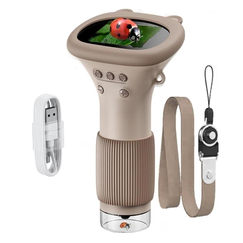 1000X Children Educational Microscope with LED Light USB Rechargeable Power and Built In Camera Video Function Portable