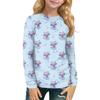 Children's Witch  Printed Long Sleeved Round Neck Top With Floral Print For Daily Casual T-shirt