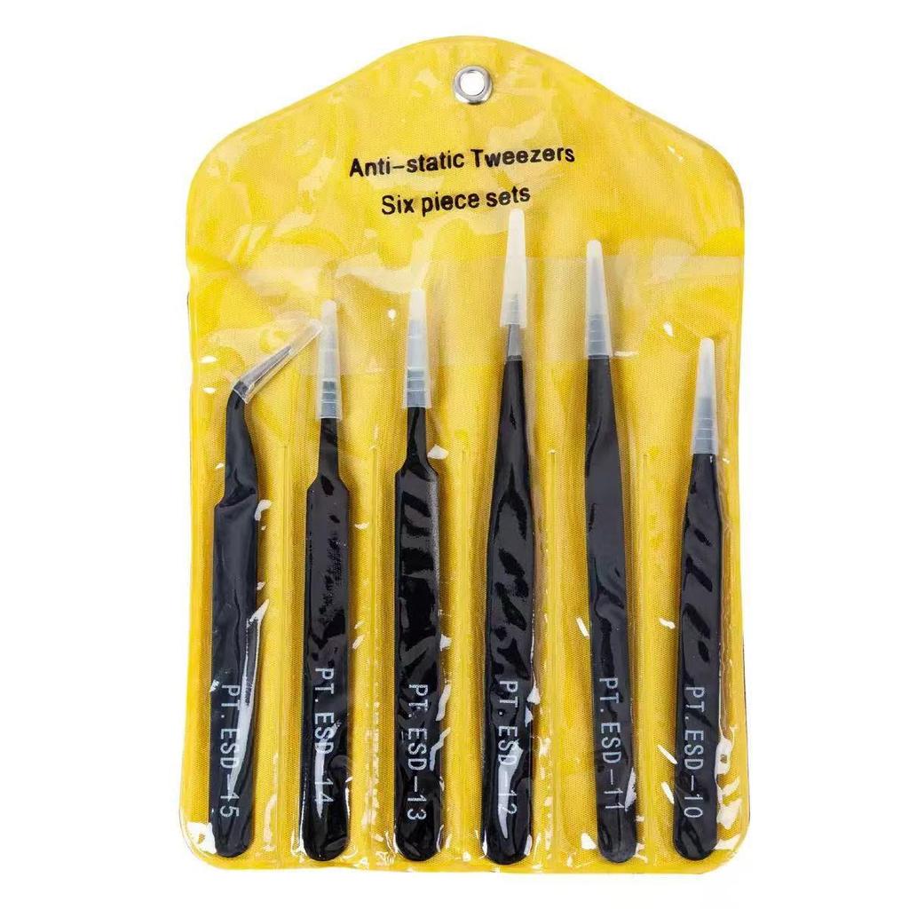 Free Shipping Stainless Steel Anti-static Tweezers Set: Pointed, Bent, Round Tips for Repair and Holding
