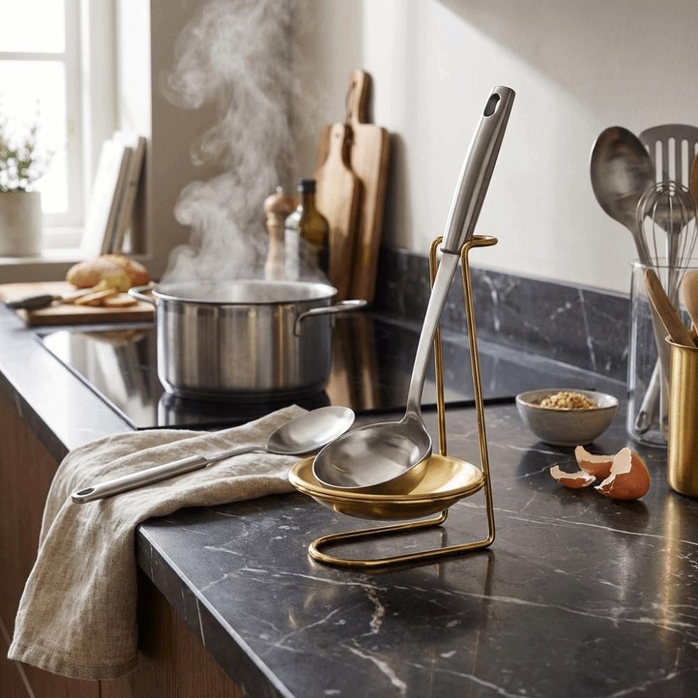 Stainless Steel Vertical Spoon Rest Stable Cooking Utensils Bracket  Restaurant