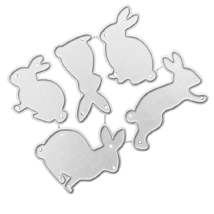 DIY 5 velikonočních zajíčků kovové vykrajovátka embosovací forma DIY scrapbooking album papírové řemeslo karty děrovačka šablona