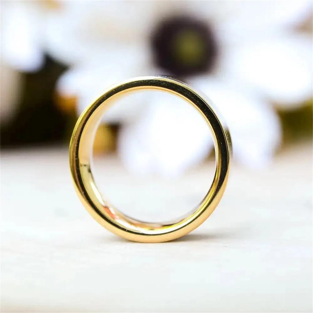 8mm Men Gold Color Stainless Steel Abalone Shell Rings Inlay KOA Wood Rings For Men Wedding Engagement Jewelry Gifts