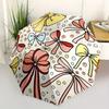 1pc Bow Pattern Automatic Folding Umbrella - 8-Rib Iron Frame, Windproof, Portable Sunshade with Plastic Handle for Travel & Outdoor Activit
