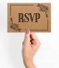 Inkdotpot 50 Blank RSVP Postcards Floral Kraft Rustic Print 4"X6" Response Cards,RSVP Reply Card For Wedding,Bridal Shower,Baby