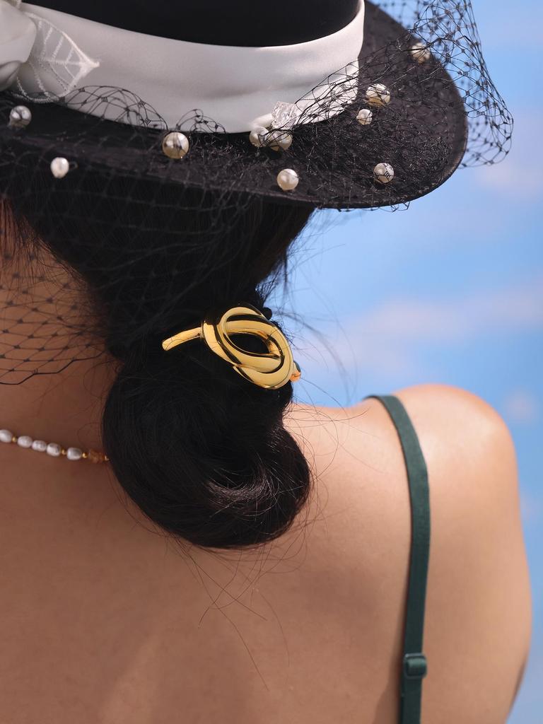 Qiong Yao Embossed Stainless Steel Elastic Hair Tie – High-Grade Textured Hair Accessory, Trendy Ornament