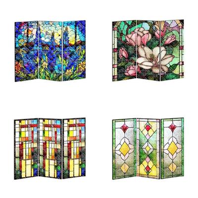 Decorative Table Screen 3 Panel Divider Desktop Folding Screen Double Side Mini Folding Screen Acrylic Suncatchers