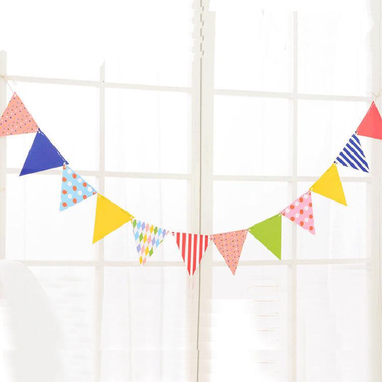 Children'S Day Birthday Party Decoration Pennant Love Polka Dot Birthday Flag Small Colorful Flag Customization