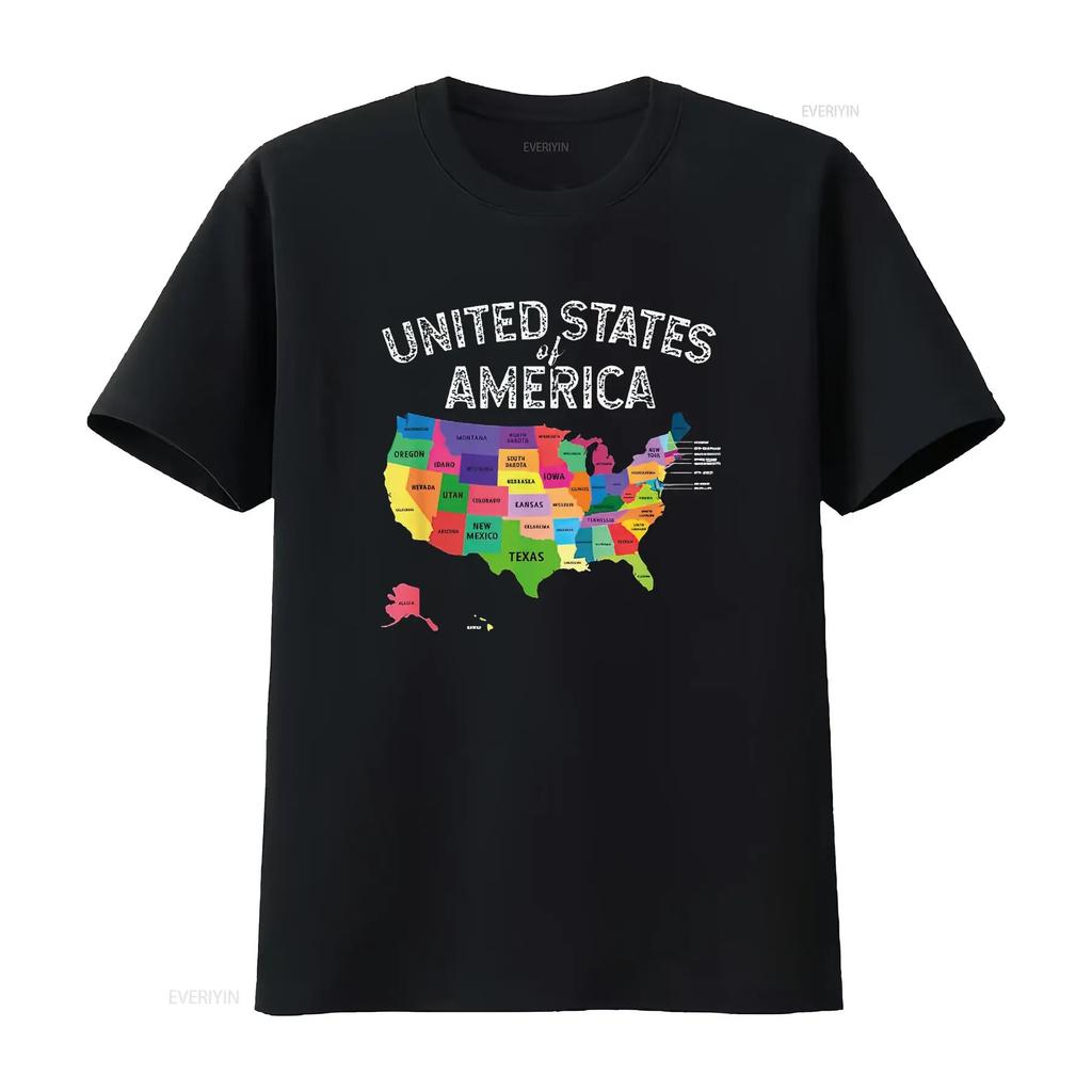 Verenigde Staten Kaart T-shirt USA voor mannen vrouwen kinderen vintage Gewassen designer kleding grafisch Veelzijdig Rekbaar Comfortabel