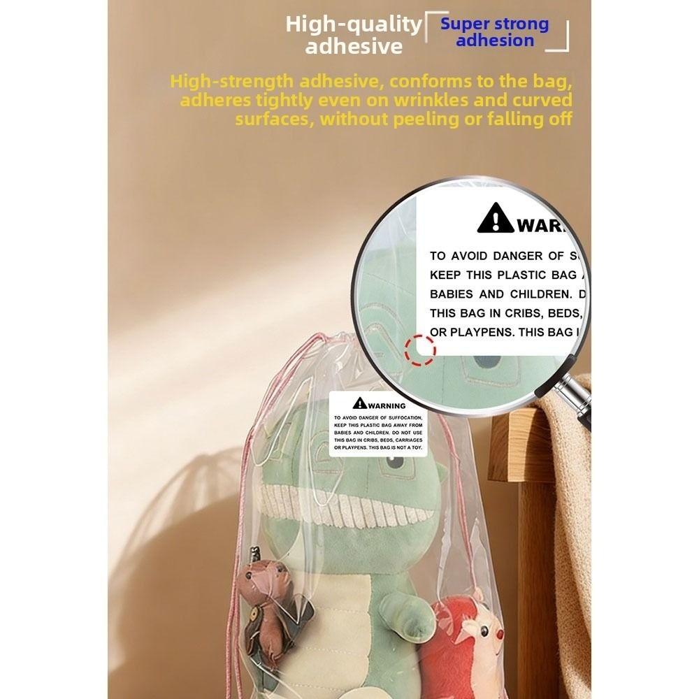 800Pcs Self-Adhesive Choking Warning Stickers Safety Warning Decals Plastic Packaging Bags