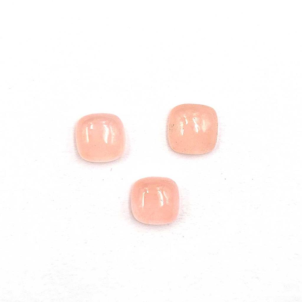 Dyed Pink Jade Square Cushion Cabochon Loose Gemstone Lot 3 Pcs 7 MM 5 CT For Jewelry Making