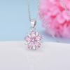 Buyee 925 Sterling Silver Flower Pendant Chain Pink & Yellow Crystal Cherry Blossoms Pendant for Woman Fine Jewelry Chain