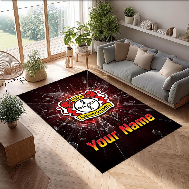 Bayer Leverkusen Fußball Gedruckter Kristall-Samt-Teppich Rutschfester Kristall-Samt-Teppich Für Sofa Schlafzimmer Innenbereich Heimdekoration