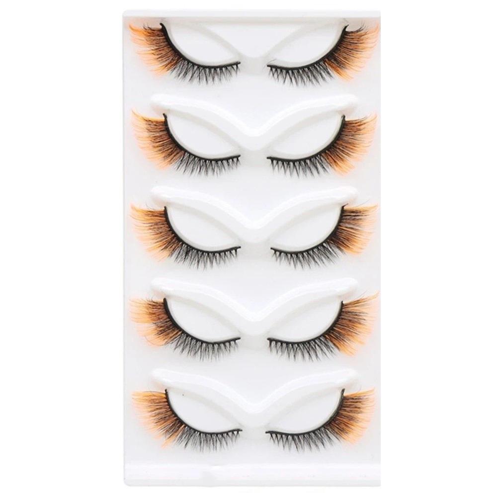 Soft Cat Eye False Eyelashes Fluffy Faux Mink Wispy Lashes Colored Anime Lashes Makeup