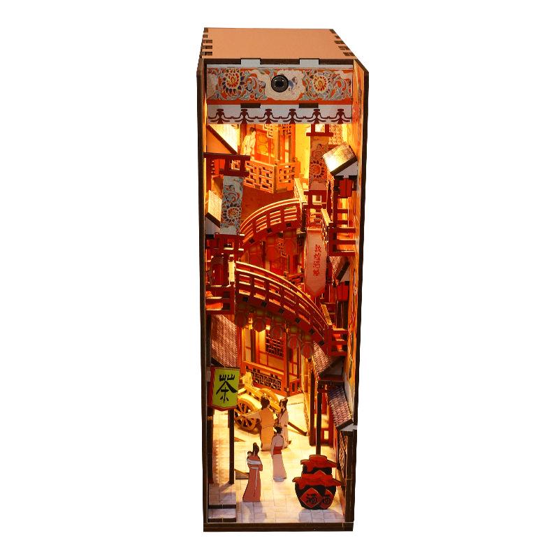 Jiate DIY Dream Dunhuang Cherry Blossom Town 3D Bookend Model Kit