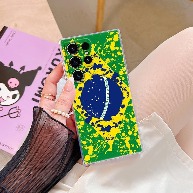 Brazil Brazilian Flag Clear Case For Samsung Galaxy S26 S25 S24 S23 Ultra S20 S21 FE S22 Plus S26 Ultra S25FE Soft Phone Cover