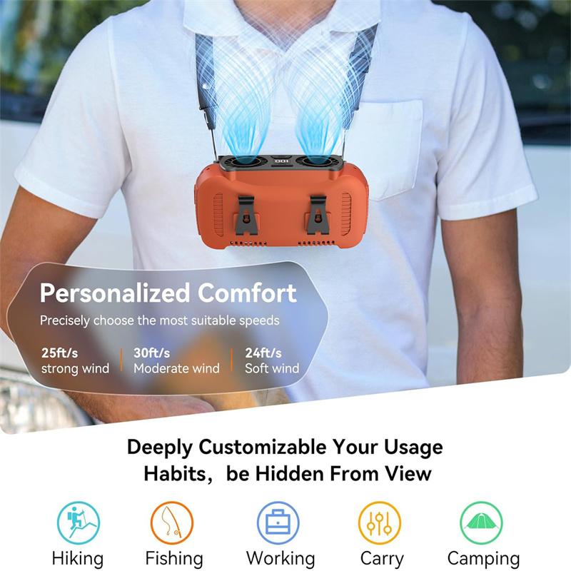 10000mAh Portable Waist Fan with Power Bank - USB Rechargeable  Battery 5 Speeds for Outdoor Activities Camping Fishing  Farm