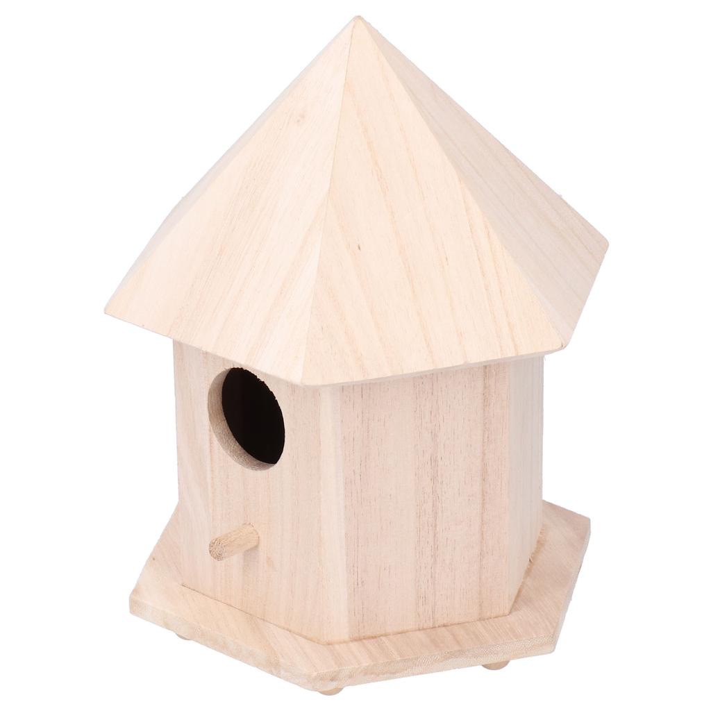 Wooden Bird House Feeder Nesting Box with Bracket for Outdoor Garden Patio Decoration