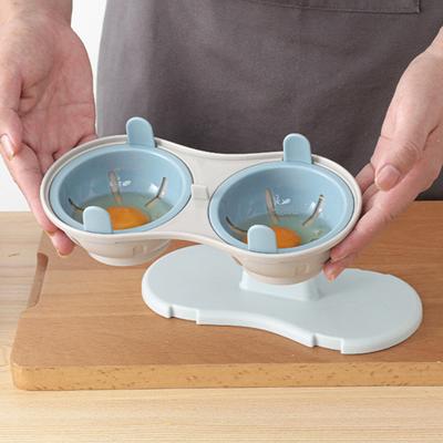Microwave Double Egg Poacher Maker With Lid Detachable Drain Basket Heat Resistant Food Grade PP Poached Egg Cooker Steamer Kitchen Gadget