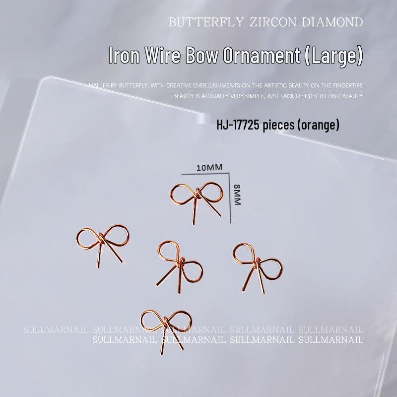 

Украшения для ногтей в виде бантиков из скрученной вручную железной и медной проволоки - 3D-дизайн, 5 штук