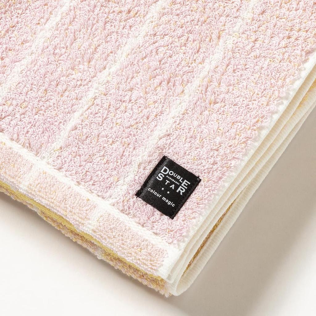 Kusunokibashi Monori Imabari Organic Cotton Face DOUBLE STAR Color Nuance Made In 34 X 80 Product Towel, Magic, Color, Japan, Pink, Approx. Cm,