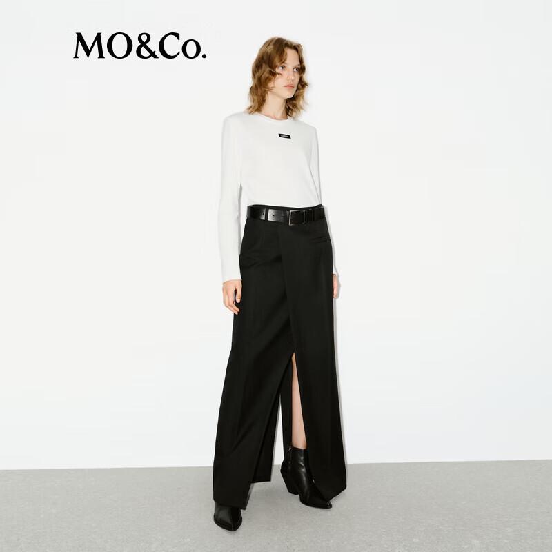 MO&Co. Merino Wool Blend Deconstructed Slit Skirt S (160)