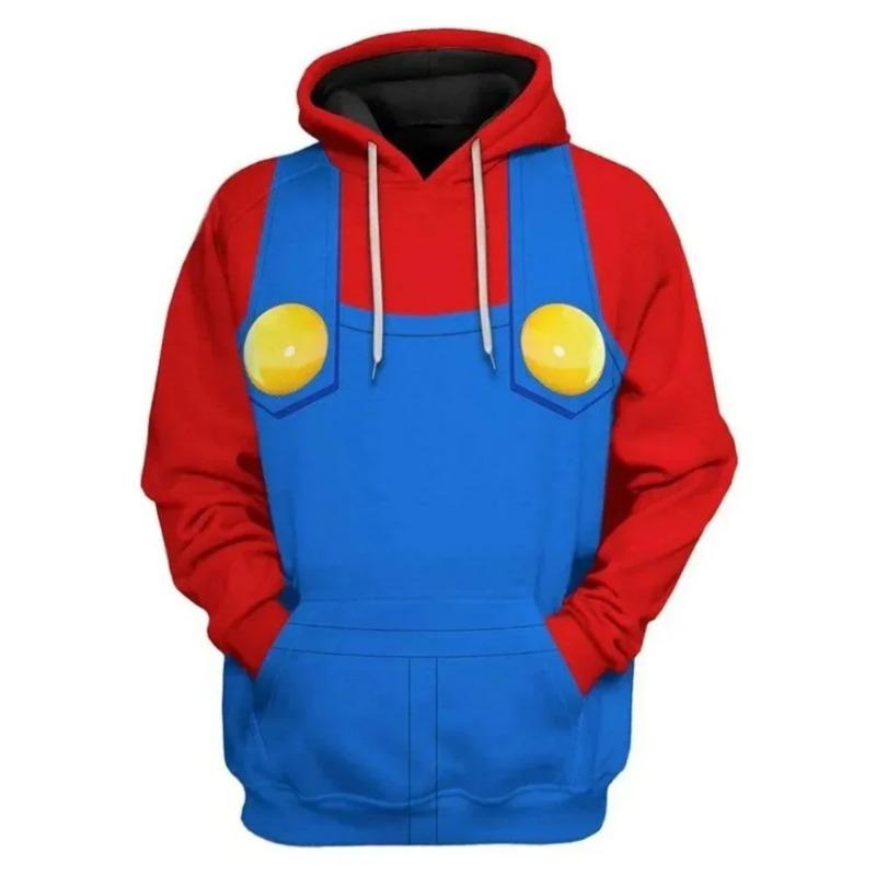 Super Bros Pullovers Sweatshirt voor Volwassenen 3D Geprint Casual met Capuchon Kerstmis Halloween Kostuum Outfits Man Anime Hoodie