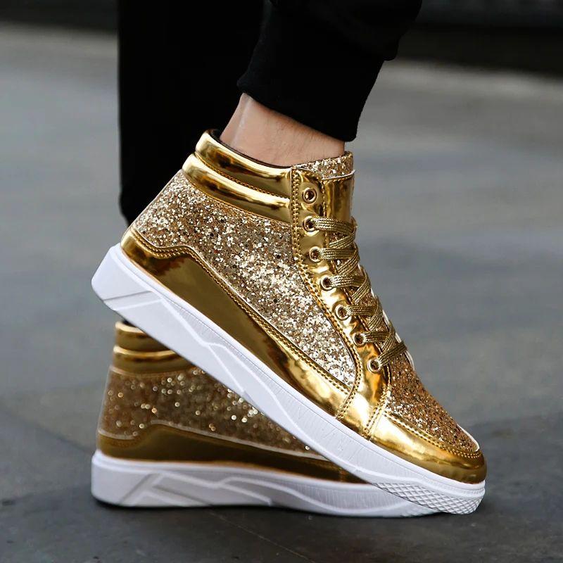 Hot Sale Man High Top Sneakers Luxury Glitter Men Ankle Boots Fashion Non-slip Casual Shoes High Quality Hip Hop Men Boots 2026