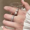 Elegant Zircon Pearl Pattern Open Ring - High-End Fashion Statement Jewelry