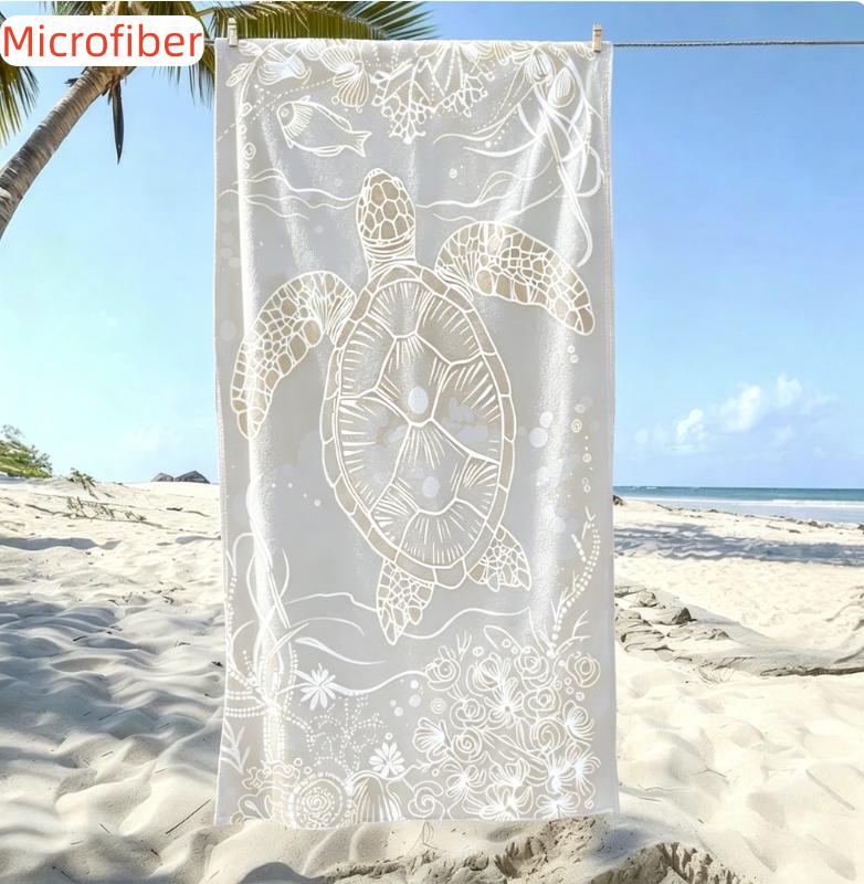 Vibrant Tropical Red Sea Turtle Beach Towel Quick Dry Soft Microfiber Towel for Beach Days Getaways & Lively Poolside Lounging